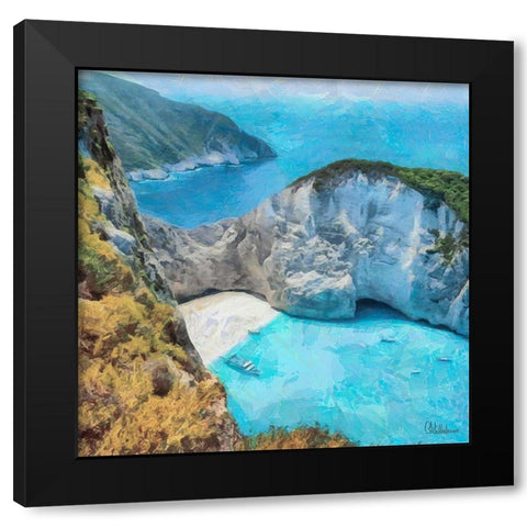 Beach on Zakyntos  Black Modern Wood Framed Art Print by Medeiros, Celito