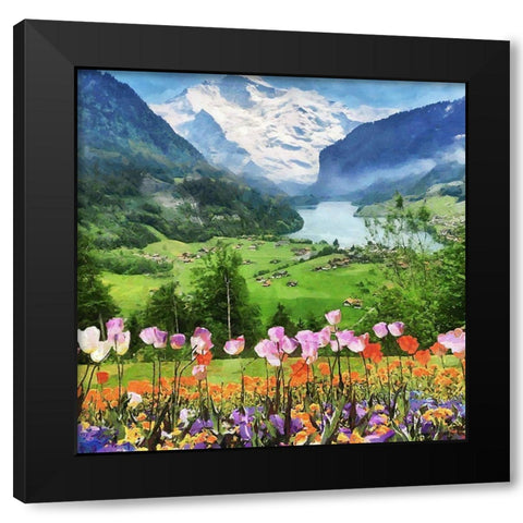 Lake in the Alps Black Modern Wood Framed Art Print by Medeiros, Celito