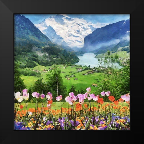 Lake in the Alps Black Modern Wood Framed Art Print by Medeiros, Celito