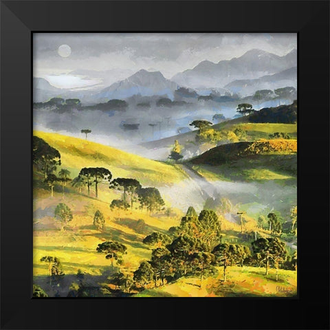 Road with Full Moon Black Modern Wood Framed Art Print by Medeiros, Celito