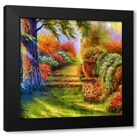 Steps in Garden Black Modern Wood Framed Art Print by Medeiros, Celito