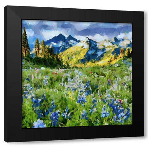 Alps with Spring Flowers Black Modern Wood Framed Art Print by Medeiros, Celito