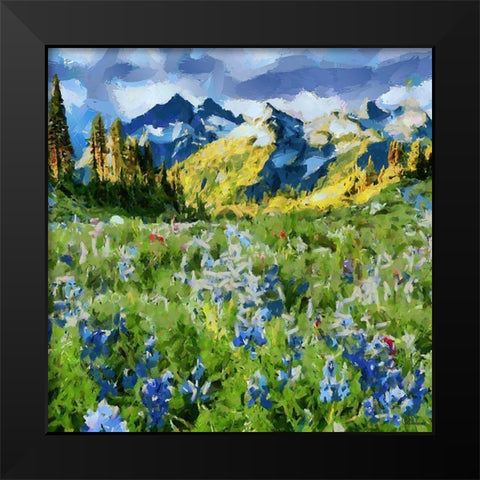 Alps with Spring Flowers Black Modern Wood Framed Art Print by Medeiros, Celito