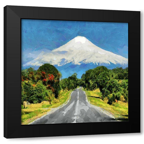 Mountain Fuji Black Modern Wood Framed Art Print with Double Matting by Medeiros, Celito