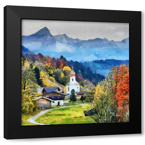 Austria Village Black Modern Wood Framed Art Print by Medeiros, Celito