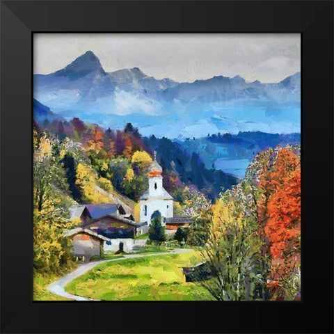 Austria Village Black Modern Wood Framed Art Print by Medeiros, Celito