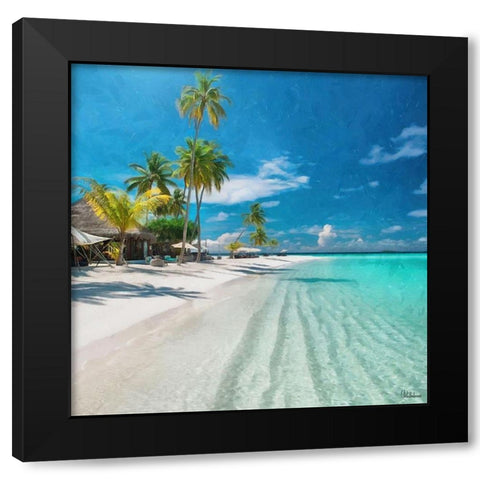 Beach in Caribic Black Modern Wood Framed Art Print by Medeiros, Celito