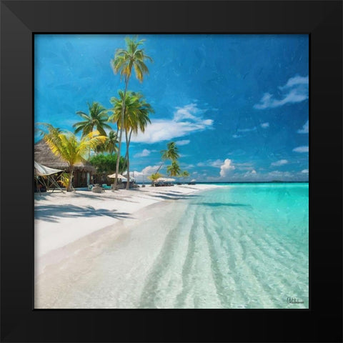 Beach in Caribic Black Modern Wood Framed Art Print by Medeiros, Celito