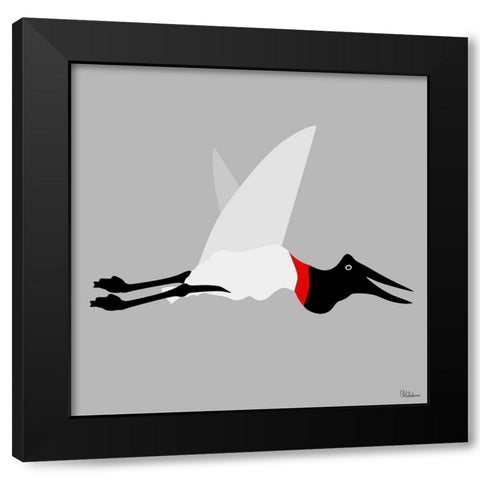 Stork BW Black Modern Wood Framed Art Print with Double Matting by Medeiros, Celito