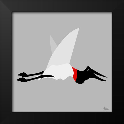 Stork BW Black Modern Wood Framed Art Print by Medeiros, Celito