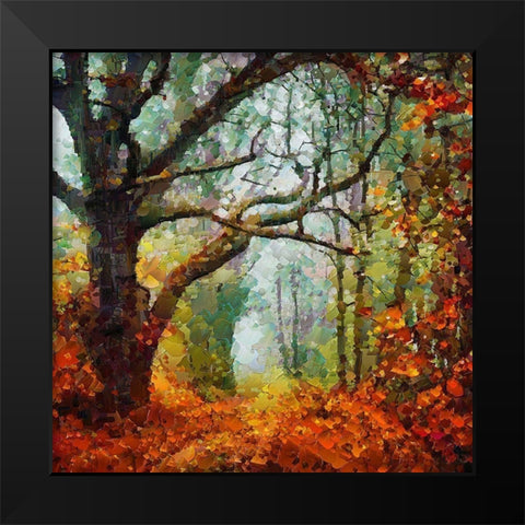 Autumn Tree Black Modern Wood Framed Art Print by Medeiros, Celito
