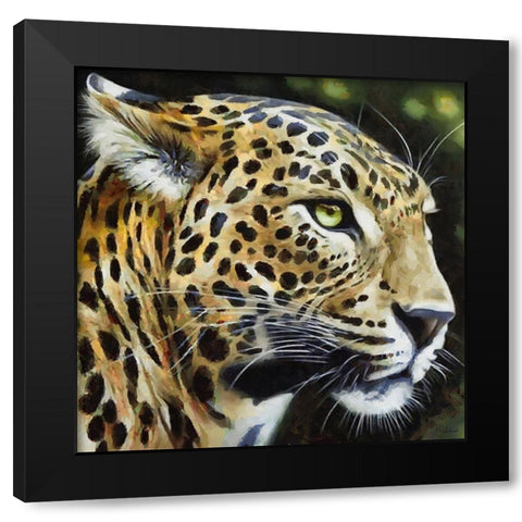Gepards Head Black Modern Wood Framed Art Print by Medeiros, Celito