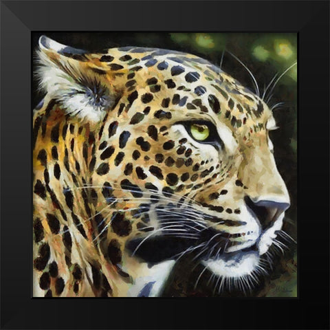 Gepards Head Black Modern Wood Framed Art Print by Medeiros, Celito