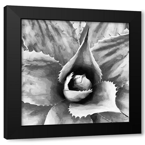 Leaves BW2 Black Modern Wood Framed Art Print with Double Matting by Medeiros, Celito