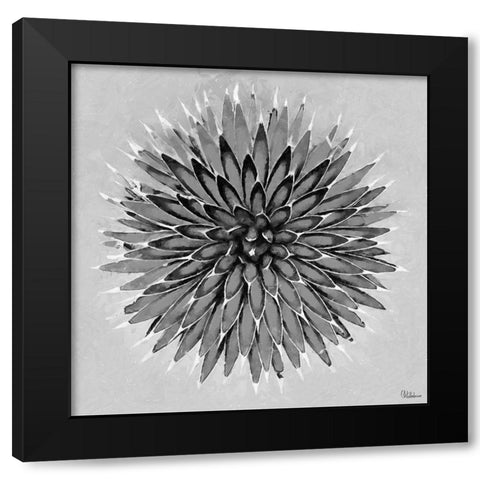 Leaves BW3 Black Modern Wood Framed Art Print with Double Matting by Medeiros, Celito