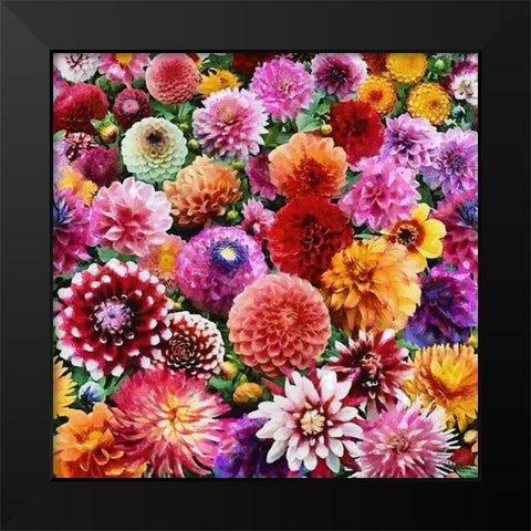 Only Flowers Black Modern Wood Framed Art Print by Medeiros, Celito