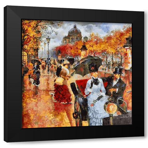 Old Paris View I Black Modern Wood Framed Art Print by Medeiros, Celito
