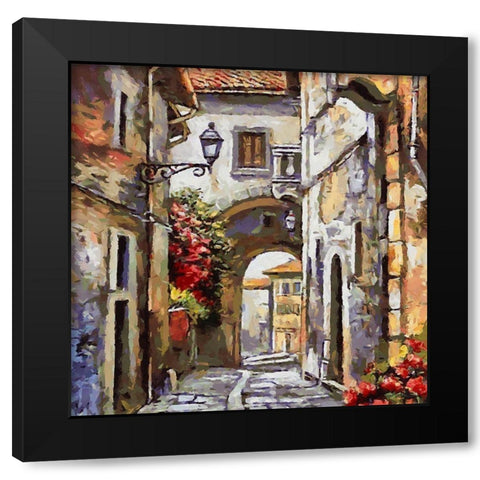 Old Stone Street Black Modern Wood Framed Art Print with Double Matting by Medeiros, Celito