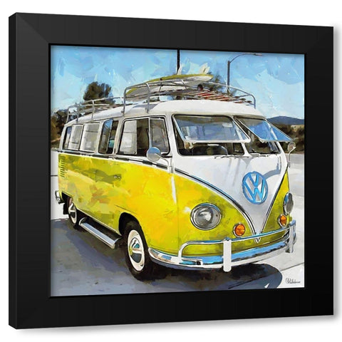 Good Old VW Van I Black Modern Wood Framed Art Print by Medeiros, Celito