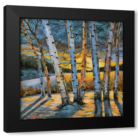 Birches in Winter Black Modern Wood Framed Art Print with Double Matting by Medeiros, Celito