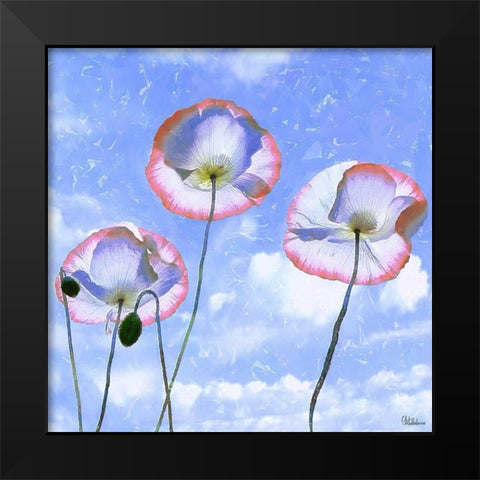 Three Poppies II Black Modern Wood Framed Art Print by Medeiros, Celito