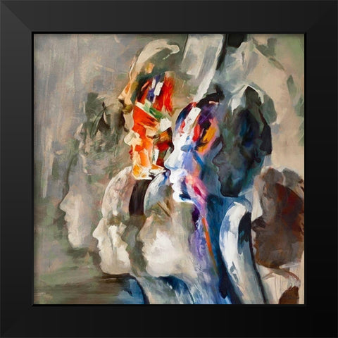 Many Faces Black Modern Wood Framed Art Print by Medeiros, Celito