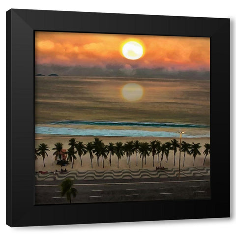 Sunset over the Ocean Black Modern Wood Framed Art Print with Double Matting by Medeiros, Celito