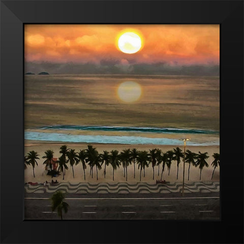 Sunset over the Ocean Black Modern Wood Framed Art Print by Medeiros, Celito