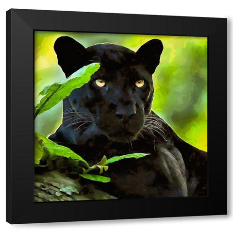 Black Panther Black Modern Wood Framed Art Print with Double Matting by Medeiros, Celito