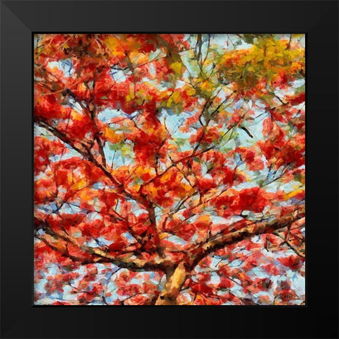 Red Flowering Tree I Black Modern Wood Framed Art Print by Medeiros, Celito
