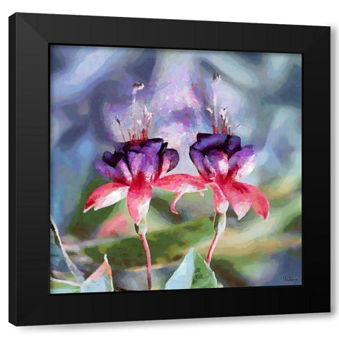 Two Purple Orchids Black Modern Wood Framed Art Print with Double Matting by Medeiros, Celito