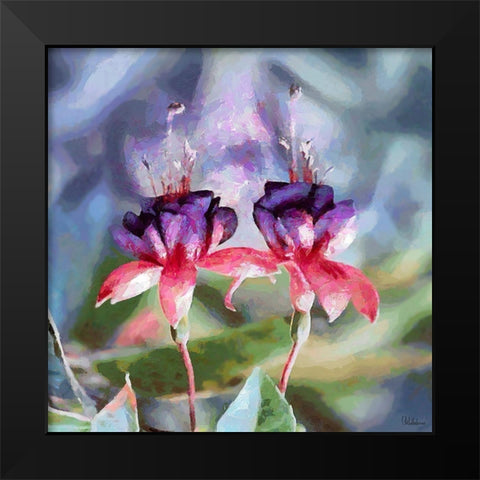 Two Purple Orchids Black Modern Wood Framed Art Print by Medeiros, Celito