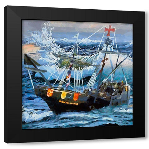 Boat Santa Maria Black Modern Wood Framed Art Print with Double Matting by Medeiros, Celito