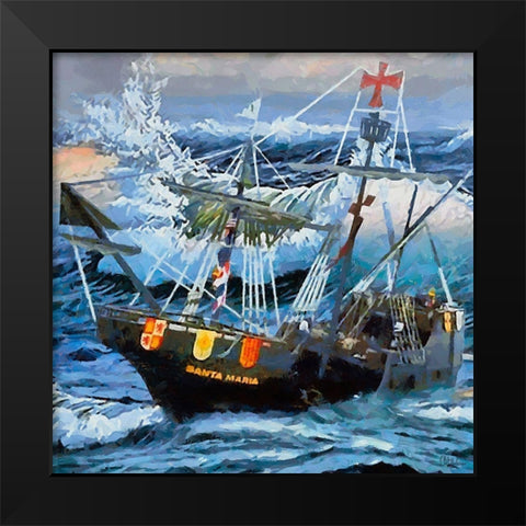 Boat Santa Maria Black Modern Wood Framed Art Print by Medeiros, Celito
