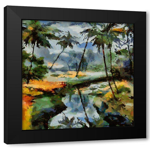 Tropical River Black Modern Wood Framed Art Print with Double Matting by Medeiros, Celito