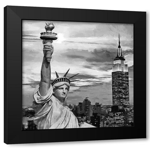 My lovely New York VII Black Modern Wood Framed Art Print with Double Matting by Medeiros, Celito