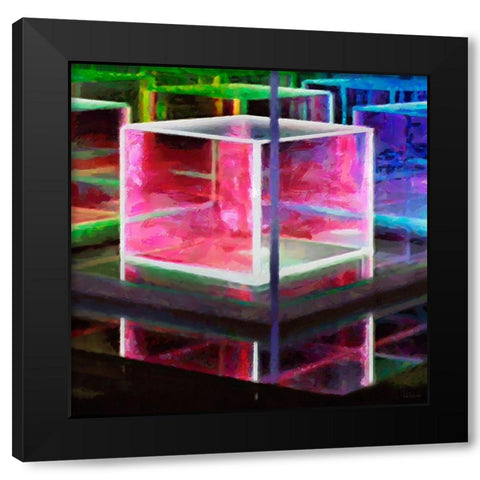 Pink Cube Black Modern Wood Framed Art Print with Double Matting by Medeiros, Celito