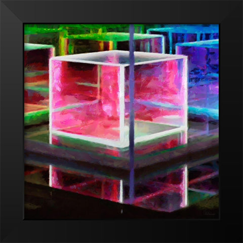Pink Cube Black Modern Wood Framed Art Print by Medeiros, Celito
