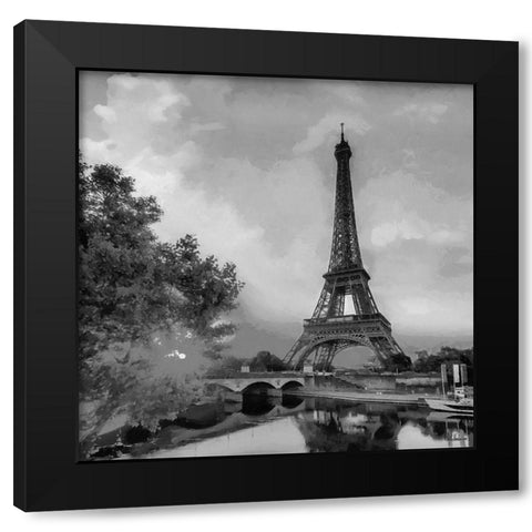 Eiffel Tower by Sunset Black Modern Wood Framed Art Print by Medeiros, Celito
