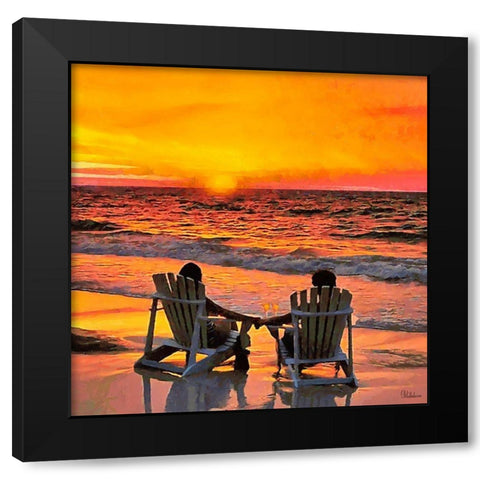 Romantic Sunset Black Modern Wood Framed Art Print with Double Matting by Medeiros, Celito