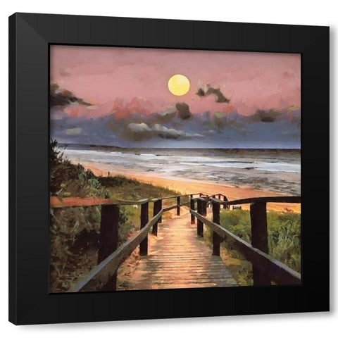 Steps to the Beach Black Modern Wood Framed Art Print by Medeiros, Celito