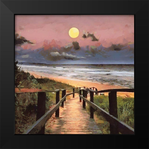 Steps to the Beach Black Modern Wood Framed Art Print by Medeiros, Celito