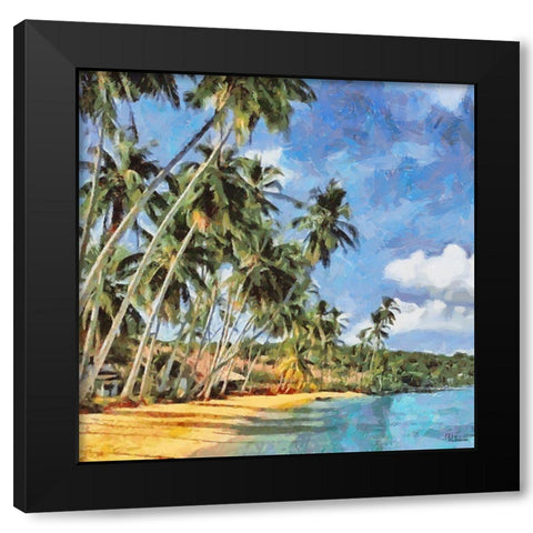 Palms on the Beach Black Modern Wood Framed Art Print with Double Matting by Medeiros, Celito