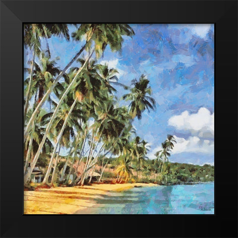 Palms on the Beach Black Modern Wood Framed Art Print by Medeiros, Celito