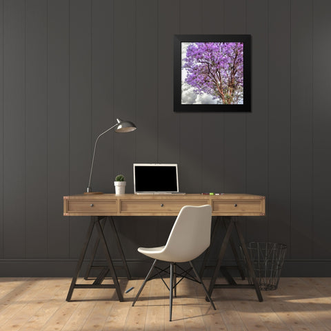 Pink blooming Tree Black Modern Wood Framed Art Print by Medeiros, Celito