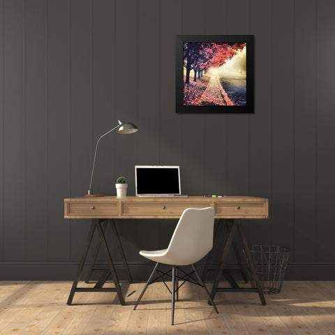 Autumn Way Black Modern Wood Framed Art Print by Medeiros, Celito