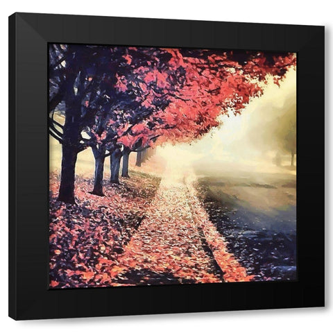 Autumn Way Black Modern Wood Framed Art Print by Medeiros, Celito