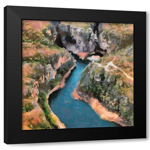 Deep canyon with River Black Modern Wood Framed Art Print by Medeiros, Celito