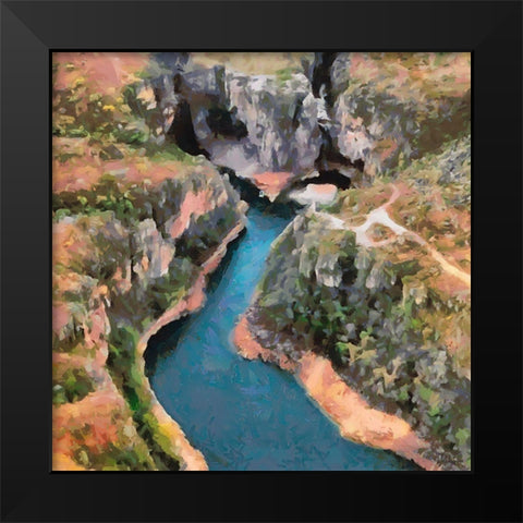 Deep canyon with River Black Modern Wood Framed Art Print by Medeiros, Celito