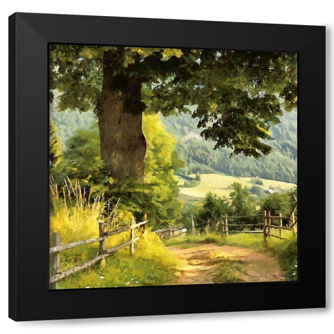 Big Oak by the Way Black Modern Wood Framed Art Print by Medeiros, Celito